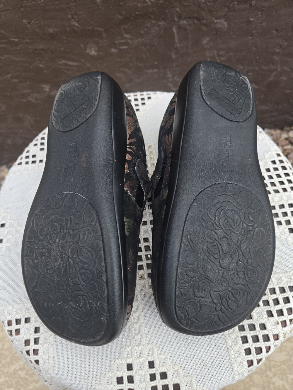 Alegria Slip-On Clogs with Iridescent Rose Gold Floral Pattern - Picture 8 of 8